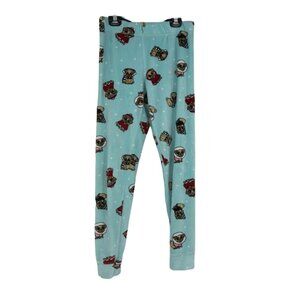 Dog novelty print blue fleece pajama pants snowy winter dogs